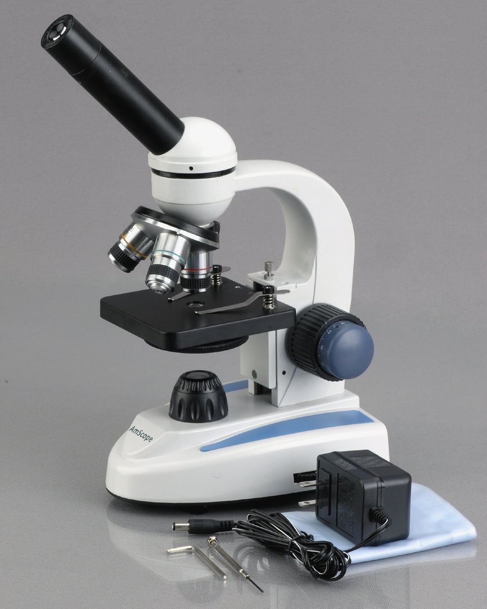 AmScope Solid Metal Glass Optics Biological Compound Student Microscope 40X-1000X