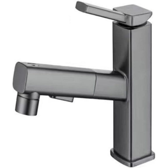 Pull Out Bathroom Faucet,Single Hole Bathroom Sink Faucet with 3 Modes Pull Down Sprayer Basin Tap,Brass Single Handle Bathroom Basin Faucet for Hot and Cold Water,Black
