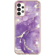 LICHENGTAI Samsung A13 5G TPU Case,Samsung A13 5G #02 Purple Double Sided IMD Electroplated Marble TPU Shell