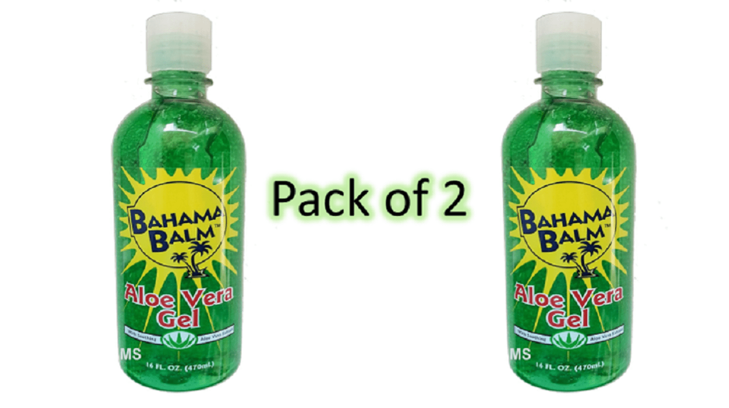 Bahama Balm 16 oz Aloe Vera Gel After Sun Skin Care Pack of 2
