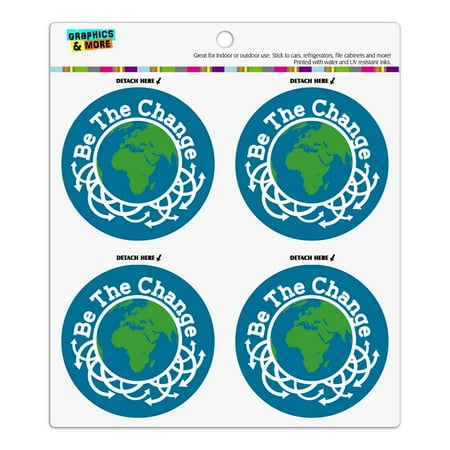 

Be The Change Earth Inspirational Refrigerator Fridge Locker Vinyl Circle Magnet Set
