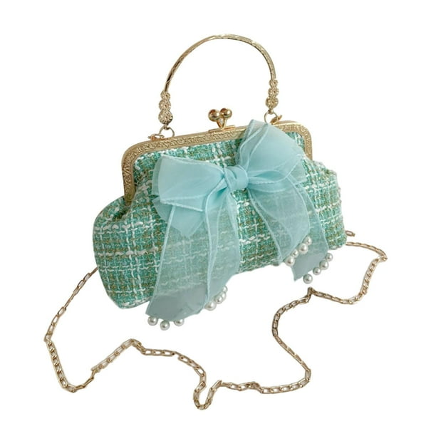 Bolso de mano con cierre de hebilla Yuyangstore Bolso de felpa Verde