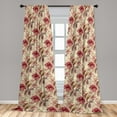 thumbnail image 2 of Flowers Boho Window Curtains, Vintage Design Delicate Floral Pattern with Leaves Greenery Romantic, Lightweight Decor 2-Panel Set with Rod Pocket, Pair of - 28"x63", Dark Pink Pale Green, by Ambesonne, 2 of 3