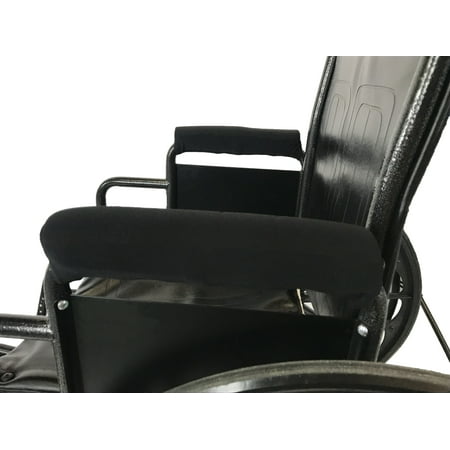 Crutcheze Wheelchair Padded Arm Rest Covers - Moisture Wicking & Washable (Black)