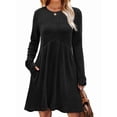 thumbnail image 2 of Long Sleeve Dress for Women Crew Neck Waist Tunic Dress with Pockets Black XXL, 2 of 6