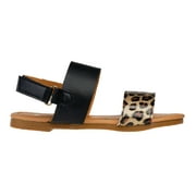 bebe Sparkly Leatherette Flat Strap Sandals, Black Multi (Girls')