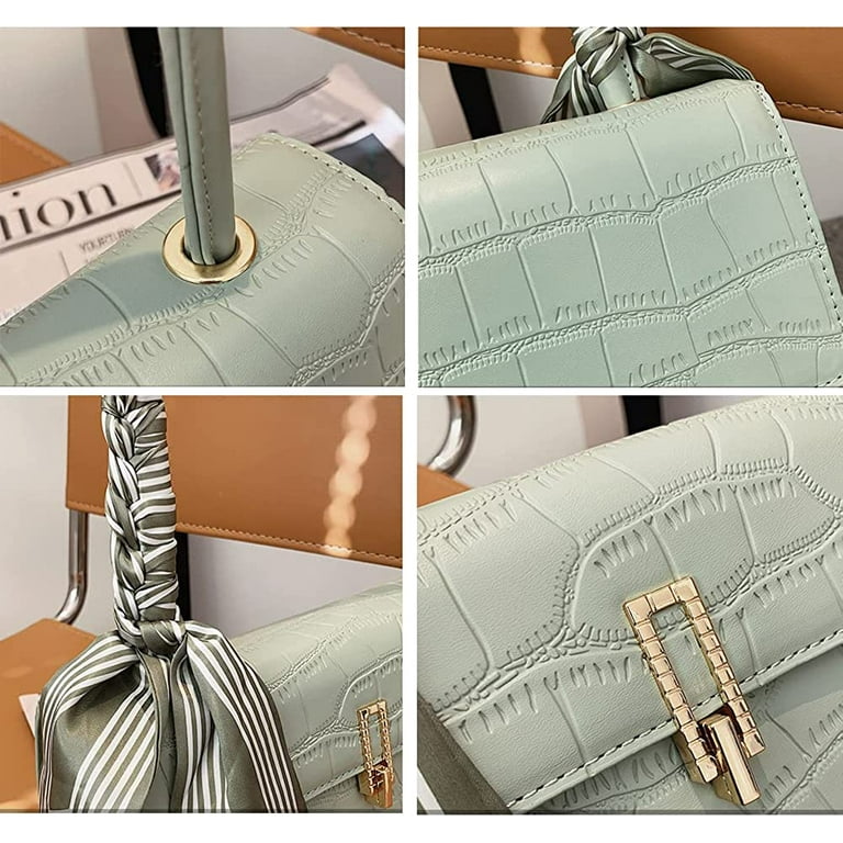 PIKADINGNIS Shoulder Bag for Women PU Handbag Small Diamond Bag with Bowknot Ribbon