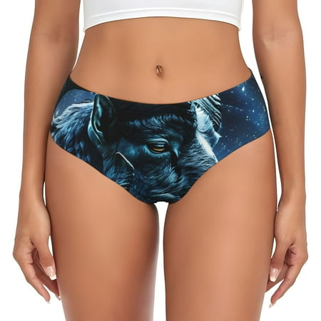 Naloa Celestial Ram Night Sky Womens No Show Cotton Underwear Mid-High Waisted Soft Ladies Panties Strech Breathable Briefs -Large