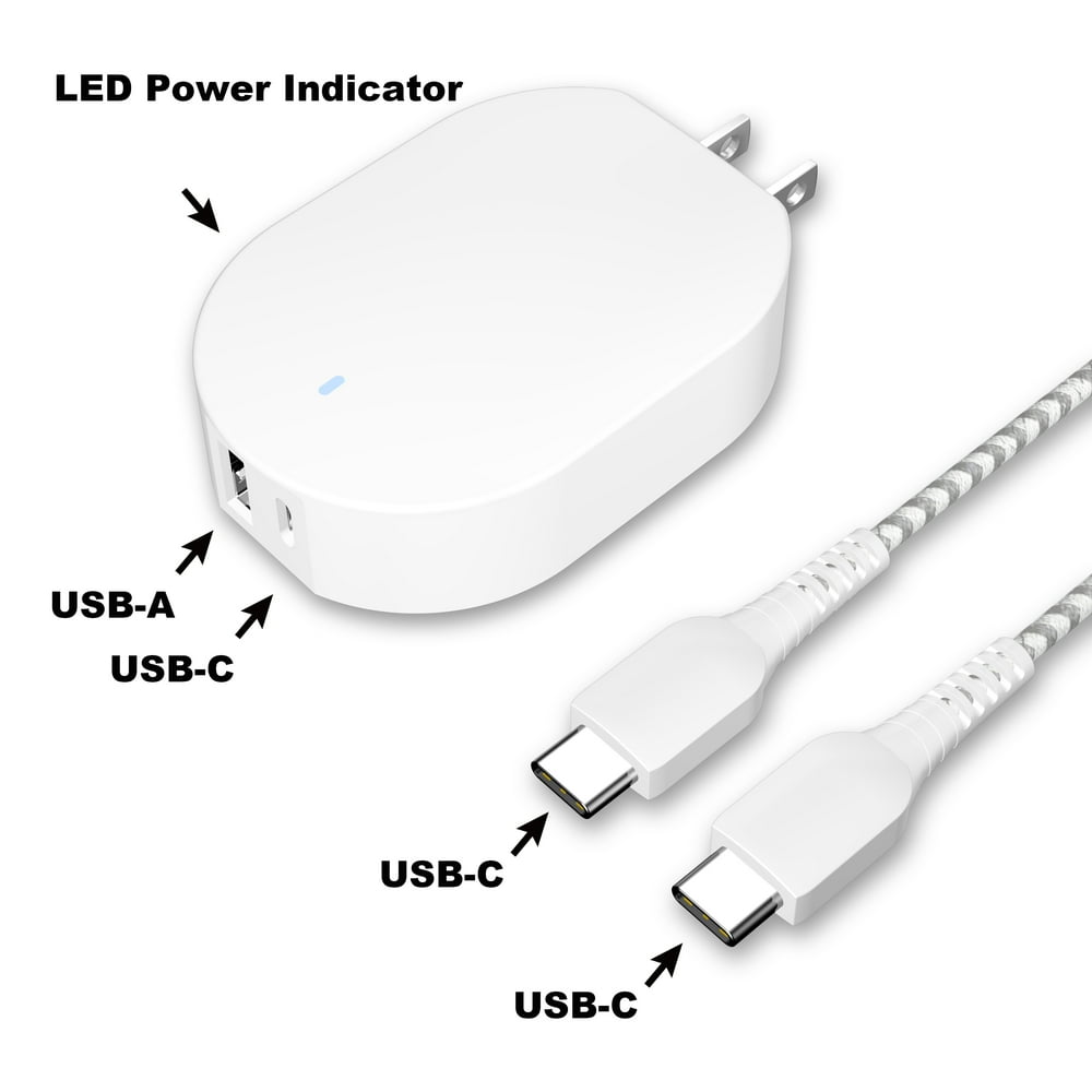 onn. DualPort Wall 18W Power Delivery Charging Kit with USBC Charging Cable, White Walmart