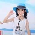 thumbnail image 4 of Ponytail Sun Bucket Hats for Girls Kids UV Protection Foldable Mesh Wide Brim Hiking Beach Fishing Summer Safari, 4 of 9