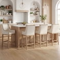thumbnail image 4 of Dayalane Modern Farmhouse Bar Stools Set of 4, 26.5" Counter Height Bar Stools with Armrests, Linen Upholstered & Solid Wood Legs Island Chairs for Dining Rooms Kitchens Pub, Beige, 4 of 12