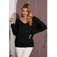 thumbnail image 4 of Women's Long Sleeve Criss Cross V Neck Knitted Sweater Backless Loose Jumper Sweaters, 4 of 6