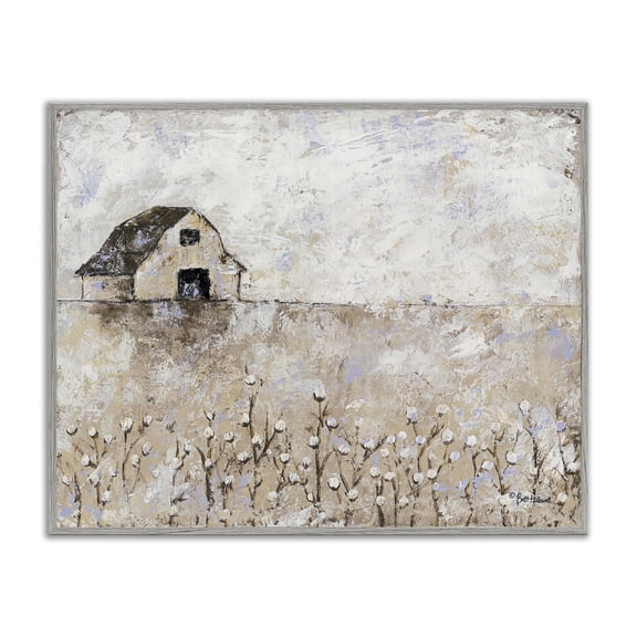 Stupell Industries Rustic Lodge White Barn Distressed Landscape Gray Framed Giclee Art, 30 x 24, by Britt Hallowell
