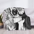 thumbnail image 3 of Rateoe Floral Sugar Skull Portrait Pattern Flannel Throw Blanket, Ultra-soft Blanket for Bed, Couch, Car, Hypoallergenic Anti-pilling blanket-60"x50"(Horizontal), 3 of 6