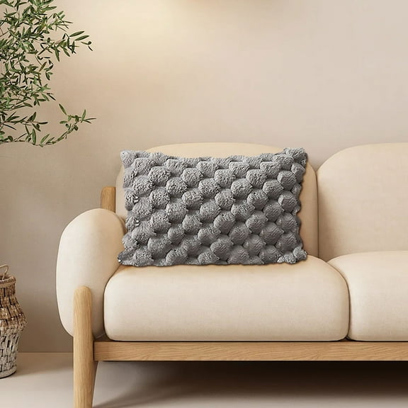 Fnyoxu Quilted Snowflake Velvet Lumbar Pillow Cover 12x20 Inch - Rectangular Office & Sofa Support Cushion with Hidden Zipper