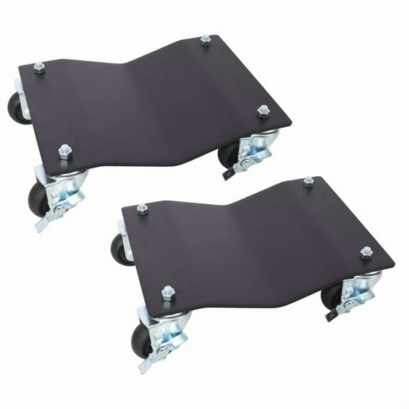 【LuckyNote】2PACK 2500lbs Capacity Professional Steel Vehicle Dollies,Heavy Duty Wheel Dolly,Car Dolly,Steel Tire Skates with Brakes