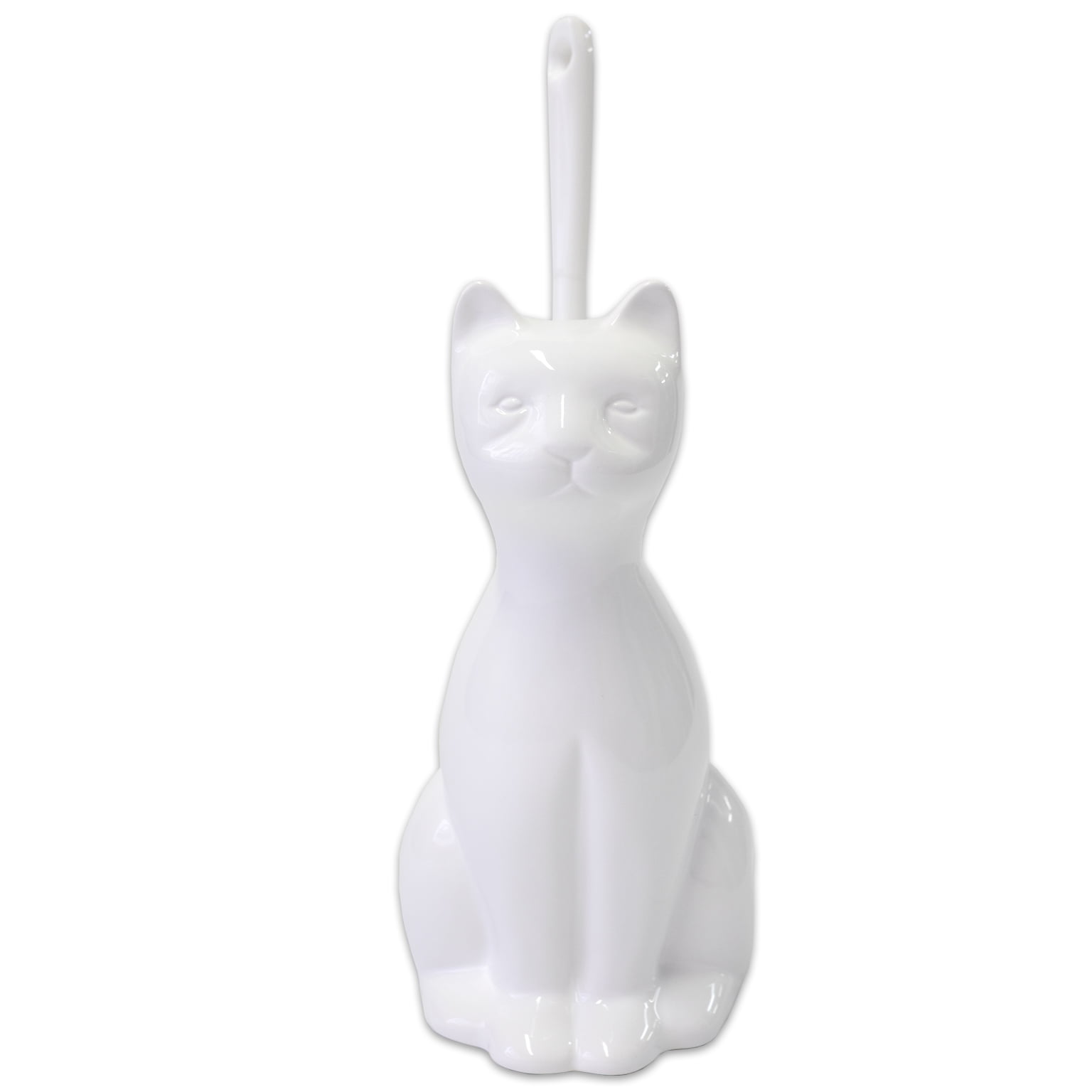 Ceramic Cat Toilet Brush Holder Holder Glossy White Splash Home 