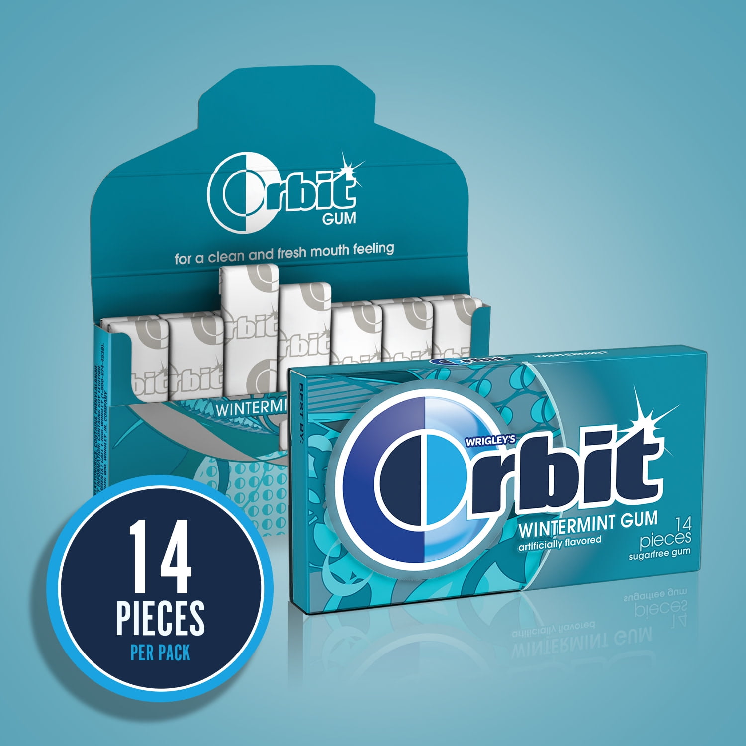 Orbit Wintermint Sugar Free Bulk Chewing Gum, 14 pc, 12 ct