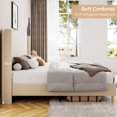thumbnail image 4 of KOKEBREN Full Size Corduroy Upholstered Bed Frame, Platform Bed with 51" Tall Vertical Stripe Wingback Headboard, 4 of 7