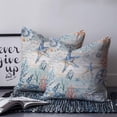 thumbnail image 2 of 20x20 Pillow Covers Set of 2, Coastal Starfish Throw Pillow Covers Decorative Couch Cushion Case, Blue Nautical Coral Seashell Wooden Microfiber Square Pillowcases for Bedroom Car Living Room, 2 of 7
