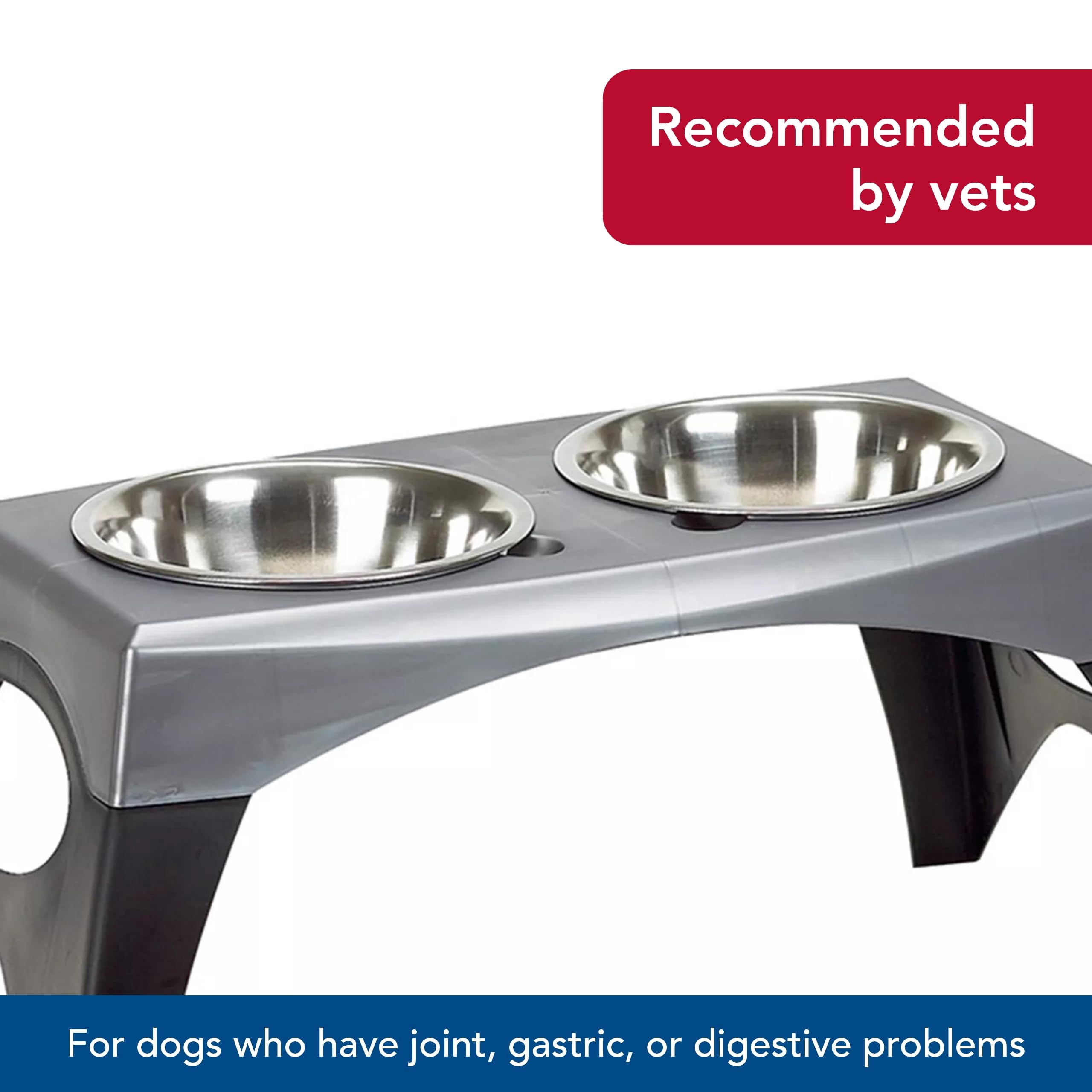 Coastal Pet Maslow Elevated Feeder - Raised Dog, Cat and Pet Food Bowls - Removable Stainless Steel Bowls - Grey/Black - X-Large (Single Pack)