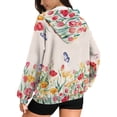 thumbnail image 2 of COEQINE Women's Long Sleeve Hoodie Oversized Lightweight Sweatshirts Colorful Tulips Pattern Full Zip Up Outfits Jacket Fashion Fall Casual Wear Fall Winter Clothes with Pockets, XS, 2 of 7