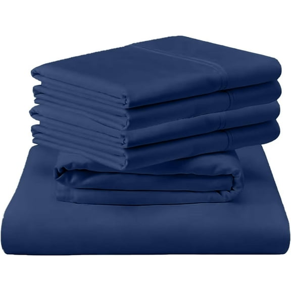 Shrinita 800 Thread Count Organic Cotton Bedsheet 6 PC Queen Mediterranean Blue 22" Deep Pockets