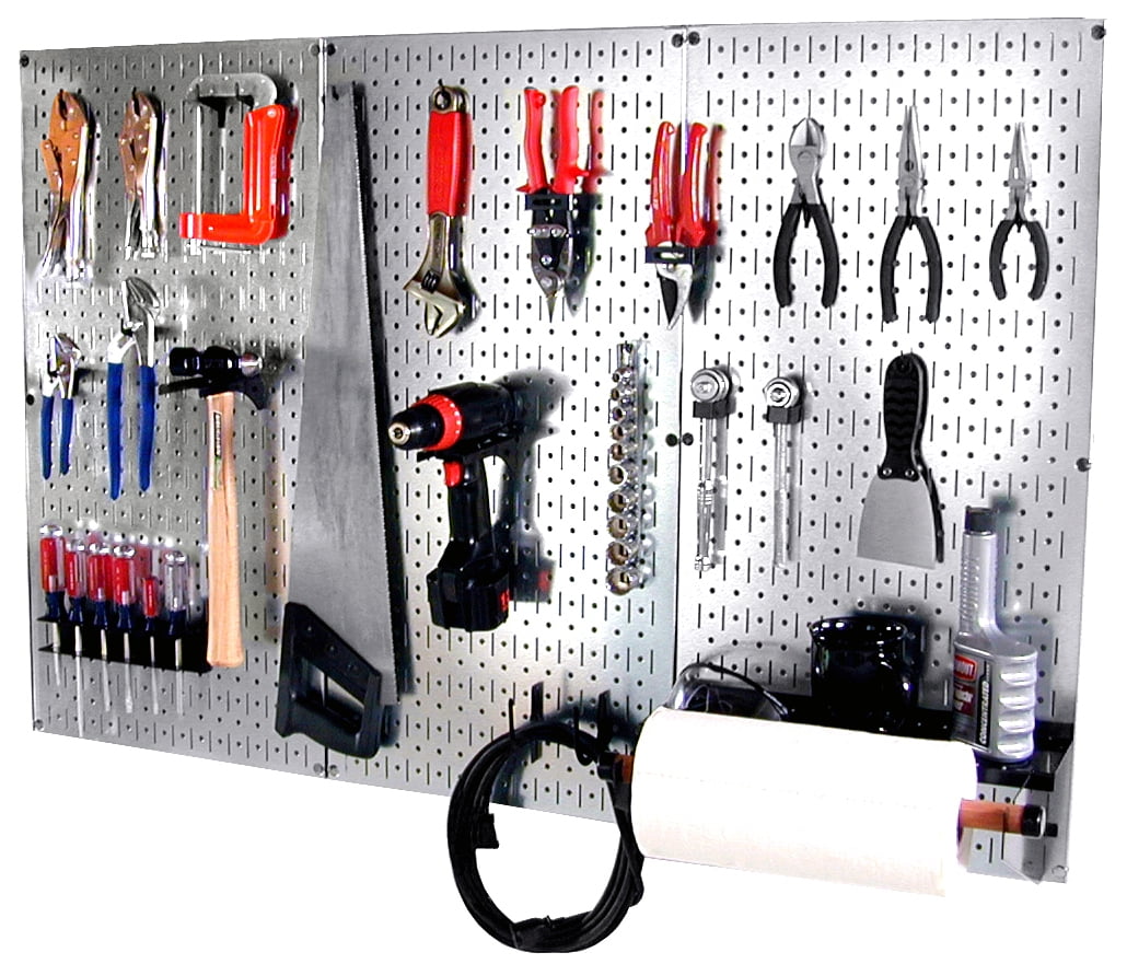 ft Metal Pegboard Basic Tool Organizer Kit with Galvanized Toolboard and  Black Accessories
