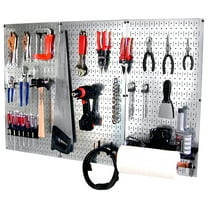 4 ft Metal Pegboard Basic Tool Organizer Kit with Galvanized Toolboard and Black Accessories