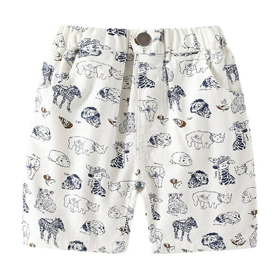 MXIEZI 1-8T Boys Casual Shorts Baby Print Five Pants for Toddler Kids Cotton Pants with Pockets