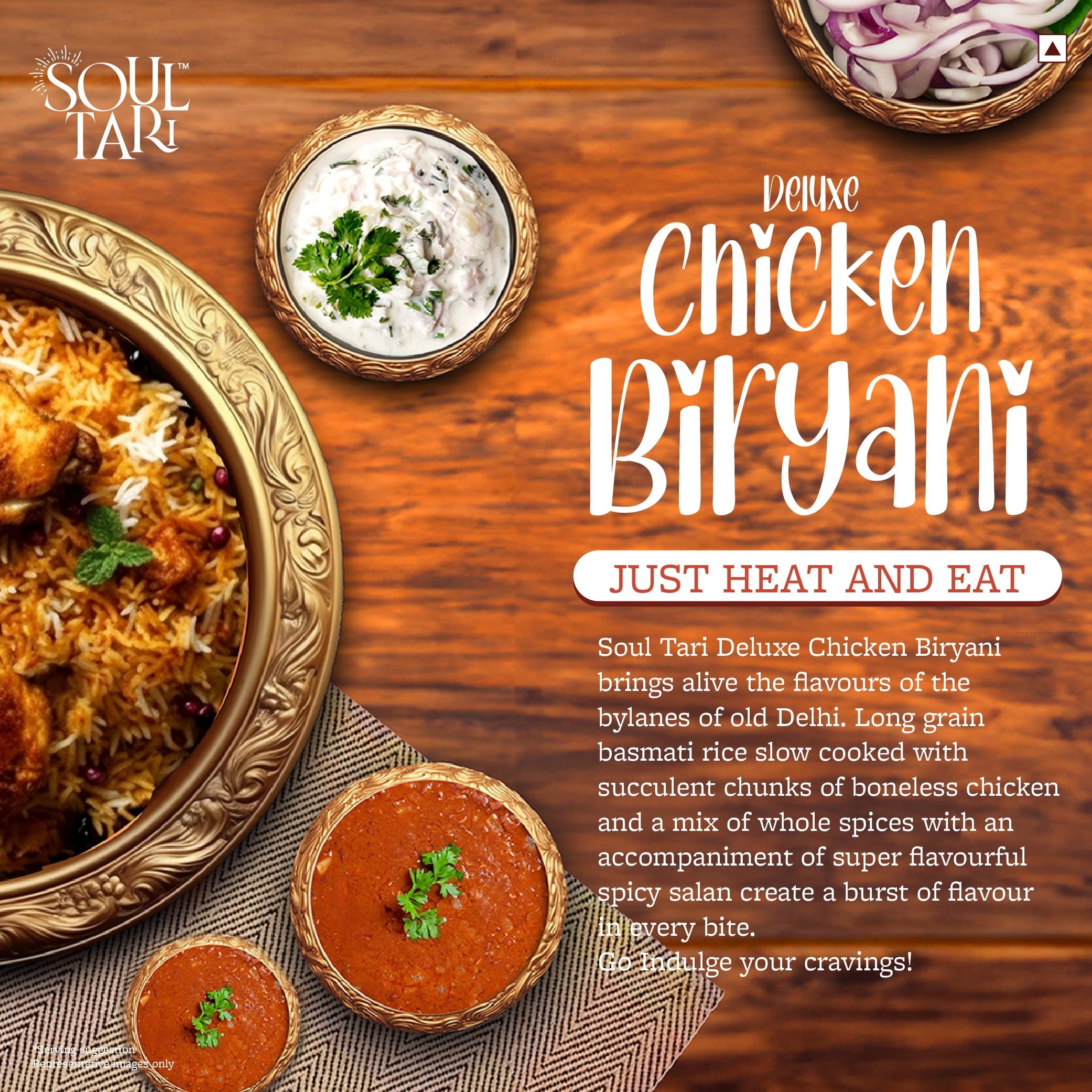 Soul Tari Ready to Eat Deluxe Chicken Biryani with Salan 350g X 3 | Just Heat and Eat | Lipsmackingly delicious Spicy Biryani | No preservatives or additives | Pack of 3