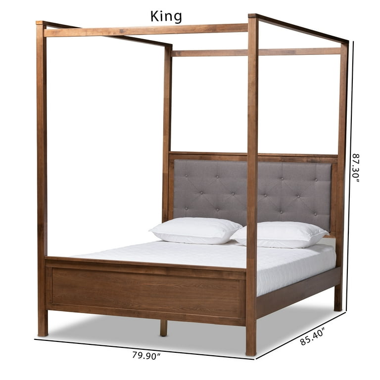 Baxton Studio Natasha Modern and Contemporary Grey Fabric Upholstered and Walnut Brown Finished Wood King Size Platform Canopy Bed Baxton Studio Natasha Modern and Contemporary Grey Fabric Upholstered and Walnut Brown Finished Wood King Size Platform Canopy Bed