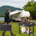thumbnail image 6 of Grill Cart for Blackstone Griddle, Portable Outdoor Grill Table, Foldable Cart Table with Wheels for Ninja, Griddle Stand Fit 17 Inch Or 22 Inch, BBQ Prep Tables with Seasoning Tray, 6 of 8
