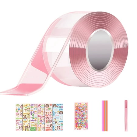 

huanledash 1 Set Transparent Tape Self Adhesive Strong Adhesion Good Ductility Traceless DIY Multiple Patterns Bubble Craft Tape School Supply