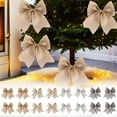 thumbnail image 7 of Christmas Bow Decoration, Christmas Tree Ornament, Plaid Gift Box Bow for Holiday Packaging, Polyester Material, Beige Khaki Dark Gray Colors, 13x10.5cm Size, Festive DIY Craft Accessory, 7 of 7
