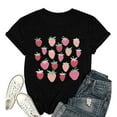 thumbnail image 5 of Trendfront Womens Strawberry Graphic Tops Crewneck Casual Short Sleeve Loose Fit Tee Trendy Fashion T Shirts Relaxed Pullover Daily Clothes, 5 of 5