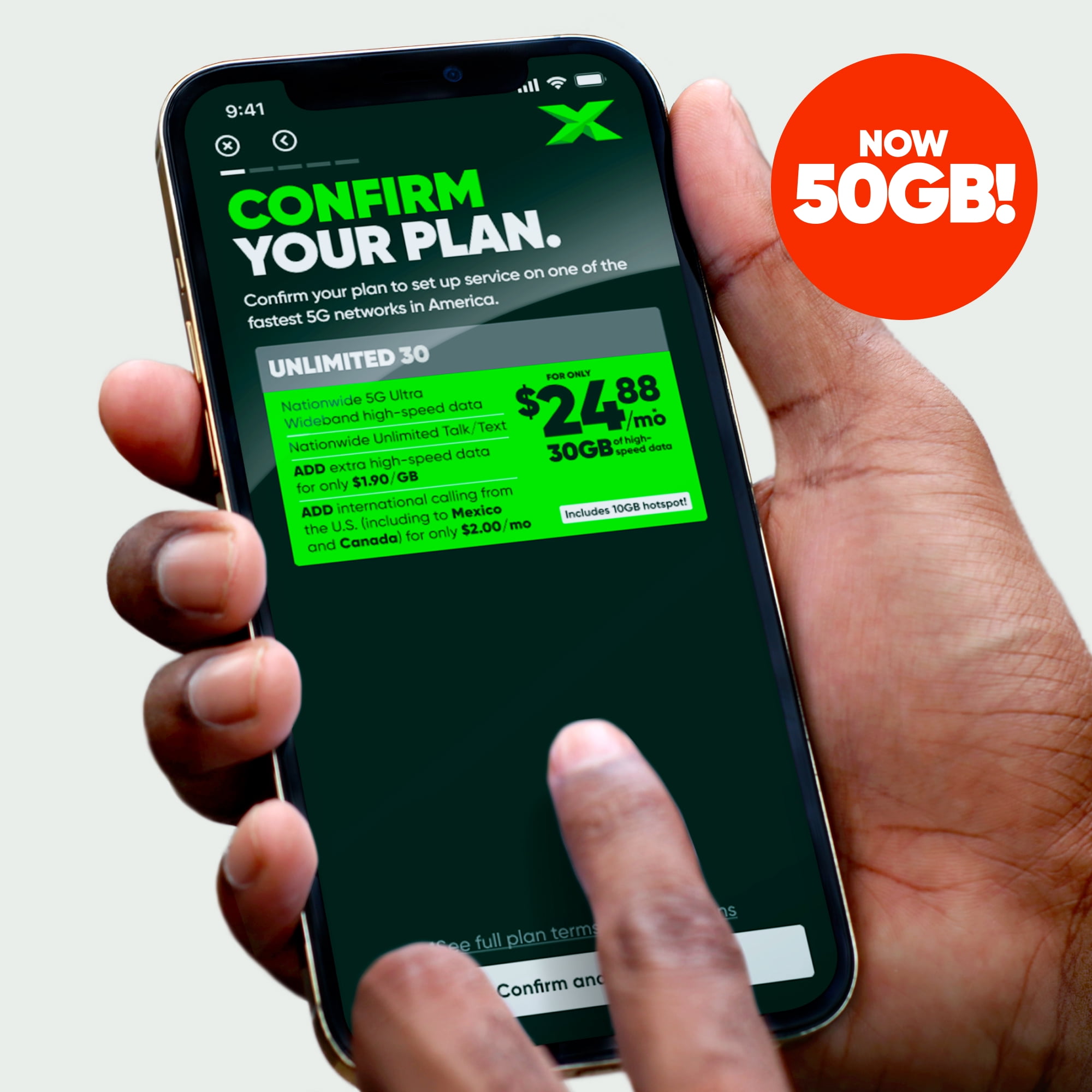 MobileX Prepaid SIM Card & ESIM Activation Kit - Unlimited 30 (1-Month)|1 Month Of Unlimited Data, Talk, & Text W/ 50GB High-Speed Data, 5G Ultra Wideband & 4G LTE Access, Includes 10GB Hotspot