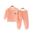 thumbnail image 2 of KYAIGUO 2Pcs Newborn Toddler Boys Girls Autumn Winter Underwear Set Baby Long Sleeve Cardigan Sleep Top+Pants Baby Sports Casual Therma Pjs Outfits for 3M-24M, 2 of 8