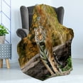 thumbnail image 4 of Safari Soft Flannel Fleece Throw Blanket, Tiger in the Forest Standing and Gazing at the Camera Beast Habitat Picture, Cozy Plush for Indoor and Outdoor Use, 50" x 70", Brown Orange, by Ambesonne, 4 of 5