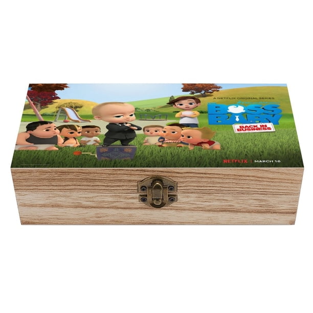 El Bebé Jefazo 3 Caja Organizadora de Madera Rústica - Caja Decorativa Multifuncional para Escritorio, Hogar, Oficina, Joyas y Manualidades