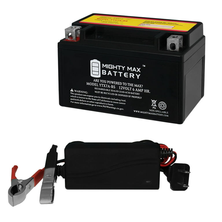 YTX7A-BS Battery Replaces Tao Tao 50CC Scooter 09 + 12V 1Amp Charger 