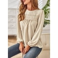 thumbnail image 5 of Corabera Womens Plus Size Tops Cute Swiss Dot Flowy Work Blouses for Women Boho Pullover Round Neck Tunic Long Sleeve Apricot 3XL, 5 of 7