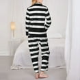 thumbnail image 5 of Kll Black And White Stripes Print Women'S Long Sleeve Pajamas With Pants Sleepwear Loungewear 2 Set-Large, 5 of 9