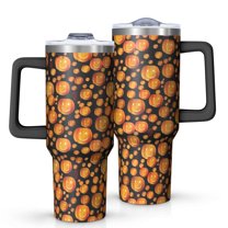 Halloween Happy Pumpkins Pattern Tumbler with Handle and Lid,40oz Double Wall Vacuum Insulated Tumbler,Cups Gift for Women and Men