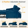 thumbnail image 3 of Lunale Loveseat Sleeper with USB/Type-C, Convertible Sleeper Sofa Bed for Living Room/Apt, Blue Velvet, 3 of 10