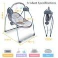thumbnail image 5 of StarZe Electric Baby Swing, Portable Infant Bouncer Cradle with bluetooth Music and Remote Control，Gray., 5 of 5