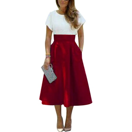 Velvet Circle Skirt (Women 50s Party Evening Vintage Pin Up Long Midi A-Line Swing Circle Skater Pocket Casual Umbrella)