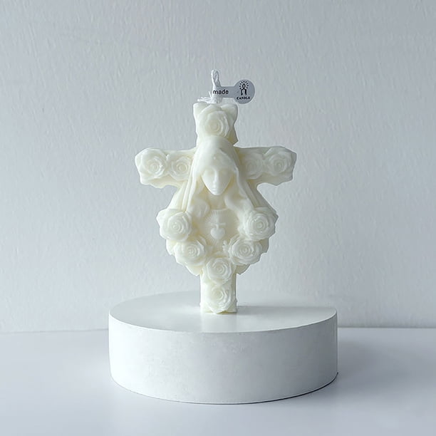 Vela religiosa aromática | Vela de aromaterapia de cera de soja con escultura de la Virgen María | Decoración del Sagrado Corazón para Pascua, Bautizos y Altar doméstico