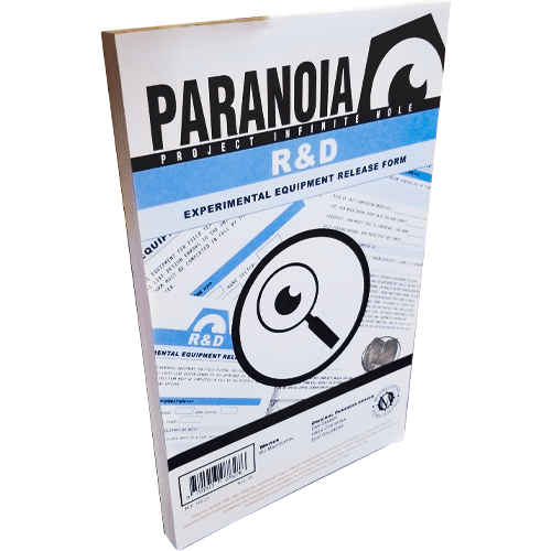Paranoia RPG: The R&D Experimental Equipment Release Form Pad