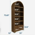 thumbnail image 5 of Kojooin 72" Arched Bookshelf with Storage Drawer, Modern 6-Tier Wood Display Cabinet with Open Shelves and Bottom Drawer, Curved Cabinet Door for Living Room, Dining Room, Kitchen, 5 of 8
